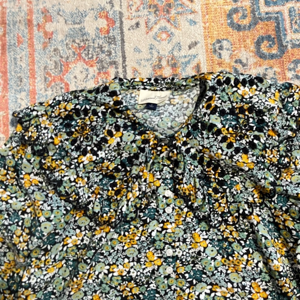 Universal Thread Floral Print Large Collar Embroi… - image 5